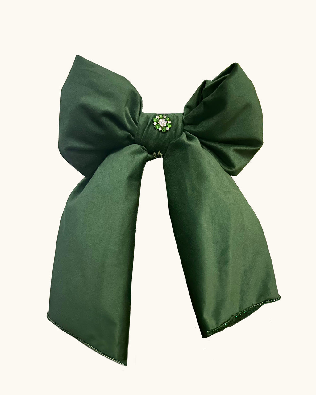 Emerald Suede Jeweled Bow: Small but Mighty